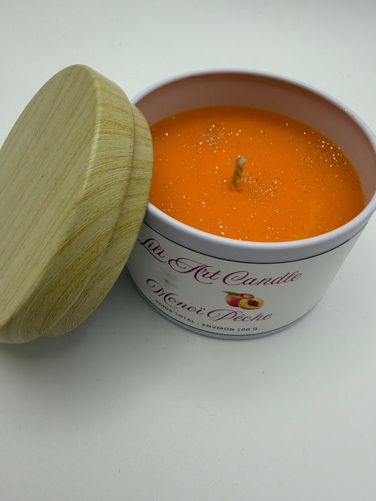 Bougie coulée Monoï pêche ~100g